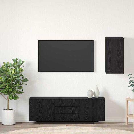 vidaXL  Wall TV Cabinet  Black Oak 30.5 x 30 x 60 cm Engineered Wood