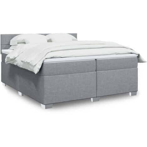 vidaXL Sommier à lattes de lit avec matelas Gris clair 200x200cm Tissu