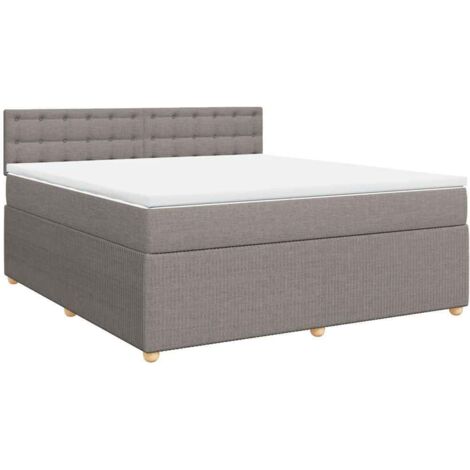 Sommier à lattes de lit avec matelas Taupe 180x200 cm Tissu vidaXL (1/5)