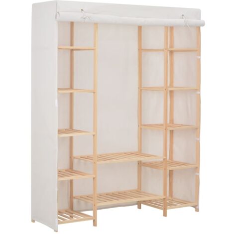 Vidaxl – Armoire blanche 135 x 40 x 170 cm – Structure en sapin massif – Housse en tissu pour protection contre la poussière – Design élégant