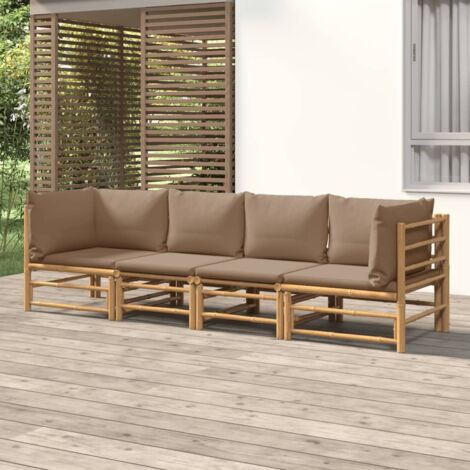 Salon de jardin 4 pcs avec coussins taupe bambou vidaXL
