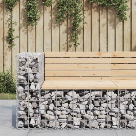 Vidaxl – Banc de jardin en gabion 92x71x65,5 cm – Bois de pin massif – Acier galvanisé – Capacité 110 kg – Pour espaces extérieurs (1/5)