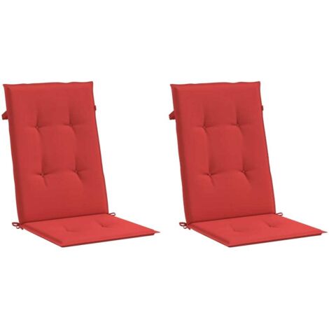 Coussins de chaise de jardin dossier haut lot de 2 rouge tissu vidaXL (1/5)