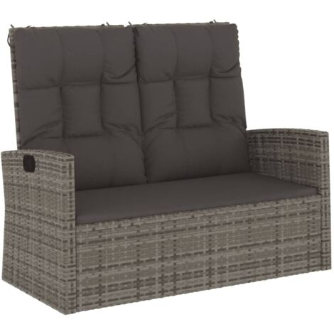 Banc de jardin inclinable et coussins gris 118cm résine tressée vidaXL (1/5)