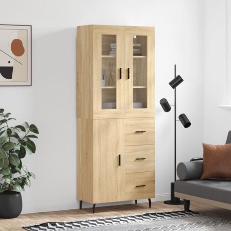 Buffet haut Chêne sonoma 69,5x34x180 cm Bois d'ingénierie (1/5)