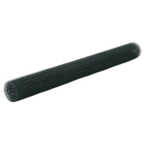 vidaXL Chicken Wire Fence Steel with PVC Coating 10x1,5 m Green