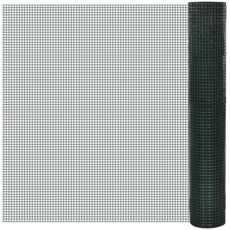 vidaXL Chicken Wire Fence Galvanised with PVC Coating 10x1 m Green