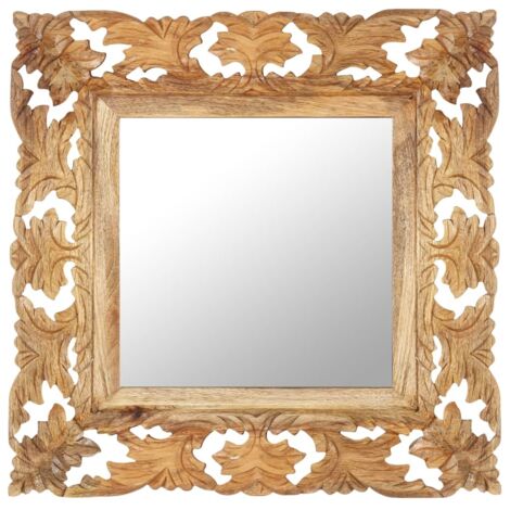 Miroir sculpté à la main Marron 50x50cm Bois de manguier massif vidaXL