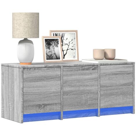 Meuble TV avec LED sonoma gris 97x34x40 cm bois d'ingénierie vidaXL