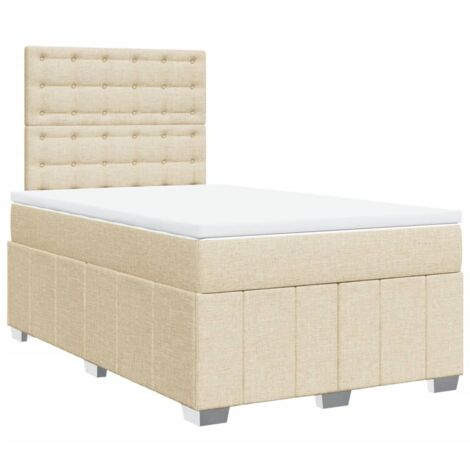 Sommier à lattes de lit avec matelas Crème 120x200 cm Tissu vidaXL (1/5)