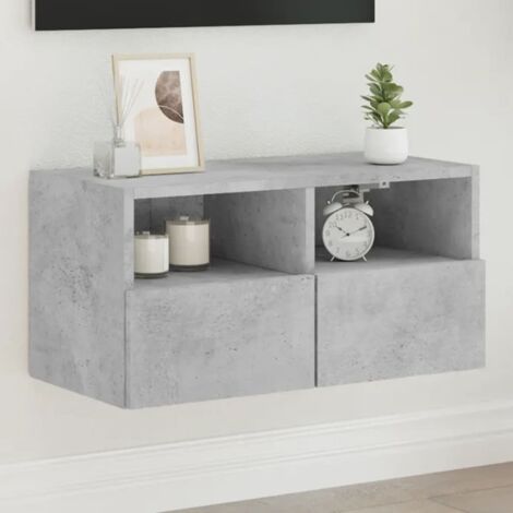 Meuble TV mural gris béton 60x30x30 cm bois d'ingénierie vidaXL