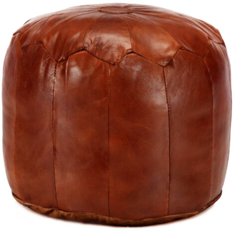 Pouf 40 x 35 cm Brun roux Cuir véritable de chèvre vidaXL (1/4)