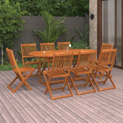 vidaXL Ensemble à manger de jardin 9 pcs bois massif d'acacia