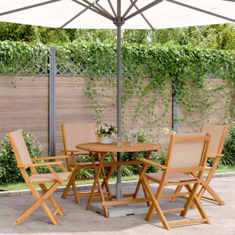 Ensemble à manger de jardin 5 pcs taupe tissu et bois massif vidaXL (1/5)