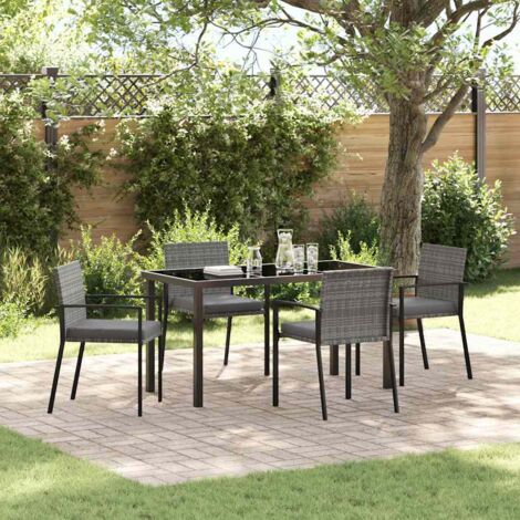vidaXL  Garden Dining Set  5 pcs Grey Powder-Coated Steel