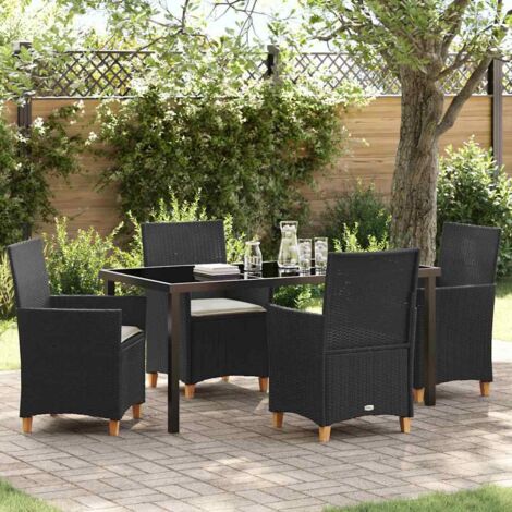 vidaXL  Garden Dining Set  5 pcs Black Poly Rattan (1/5)
