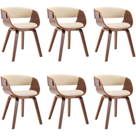 Chaises à manger lot de 6 crème bois courbé et similicuir vidaXL (1/5)