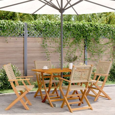 vidaXL Ensemble à manger de jardin 5 pcs résine tressée et bois massif (1/5)