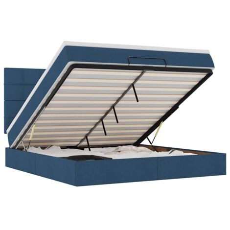 Cadre de lit ottoman avec matelas bleu 180x200 cm tissu vidaXL (1/5)