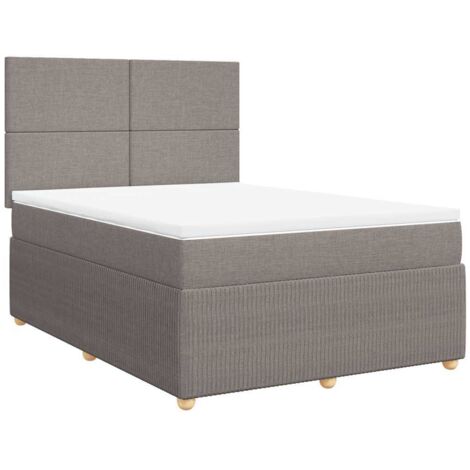 Sommier à lattes de lit avec matelas Taupe 160x200 cm Tissu vidaXL (1/5)