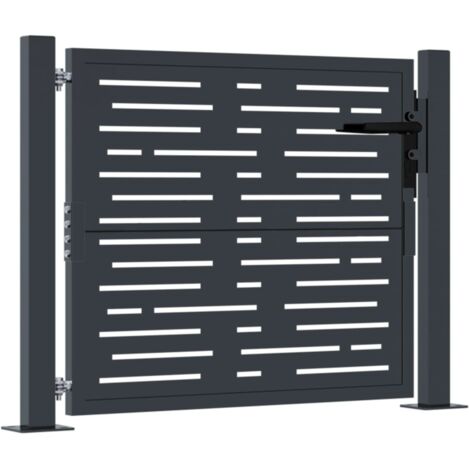 Vidaxl – Portail de jardin en acier galvanisé anthracite 110x105 cm – Design découpé au laser – Système verrouillable – Largeur réglable 104-106 cm