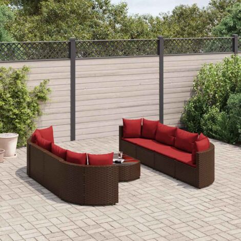Salon de jardin avec coussins 9 pcs marron résine tressée vidaXL (1/5)