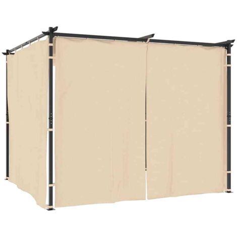 Tonnelle avec rideaux 3x3 m Crème Acier vidaXL (1/10)