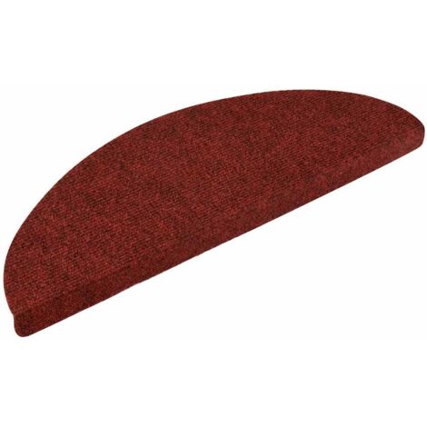 Tapis d'escalier autocollants 10 pièces 56 x 17 x 3 cm Rouge bordeaux Demi-rond vidaXL (1/5)