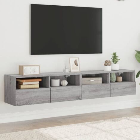 Meubles TV muraux 2pcs sonoma gris 80x30x30cm bois d'ingénierie vidaXL