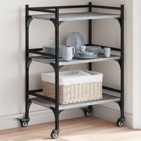 vidaXL Chariot de cuisine sonoma gris 50x35x75,5 cm (1/5)