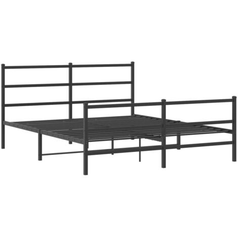 Cadre de lit métal sans matelas avec pied de lit noir 150x200cm vidaXL (1/7)