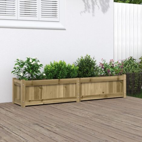 Vidaxl – Jardinière en bois de pin imprégné 150x31x31 cm – Traitement autoclave pour durabilité – Assemblage requis – Pour balcon et jardin (1/6)