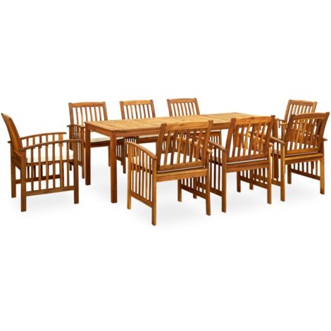 vidaXL Ensemble à manger de jardin 9 pcs avec coussins Acacia solide (1/5)