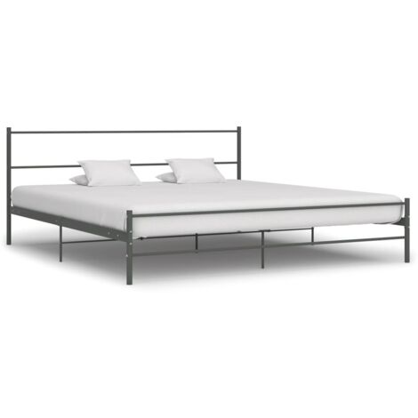 Cadre de lit sans matelas gris métal 200x200 cm vidaXL (1/7)