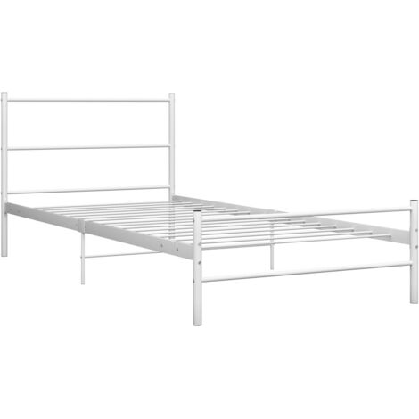 Cadre de lit sans matelas blanc métal 100x200 cm vidaXL (1/5)