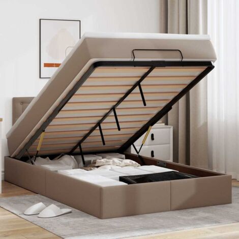 Cadre de lit ottoman et matelas cappuccino 120x200cm similicuir vidaXL (1/5)