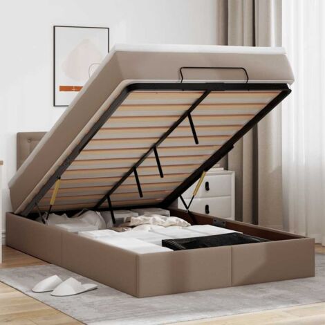 Cadre de lit ottoman et matelas cappuccino 120x200cm similicuir vidaXL (1/5)