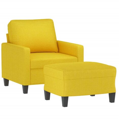 Fauteuil avec repose-pied Jaune clair 60 cm Tissu vidaXL (1/5)