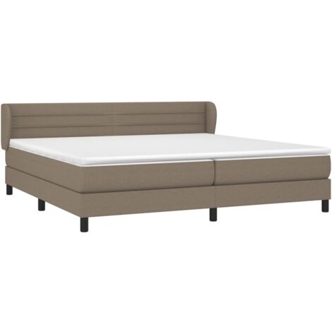 vidaXL Sommier à lattes de lit avec matelas Taupe 200x200 cm Tissu (1/5)