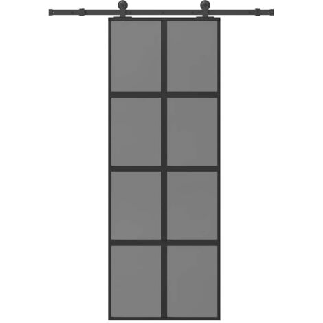 vidaXL Porte coulissante kit de quincaillerie trempé verre aluminium (1/5)