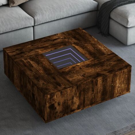 Table basse avec LED infini chêne fumé 100x100x40 cm vidaXL