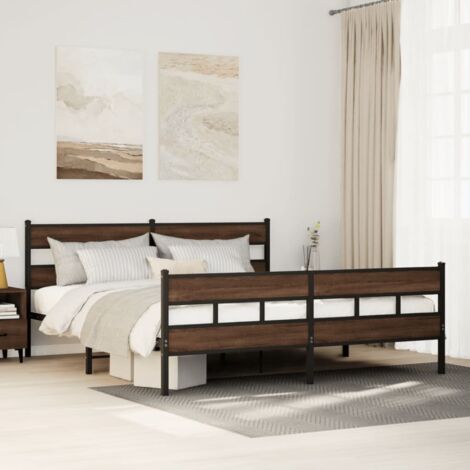 Cadre de lit en métal sans matelas chêne marron 200x200 cm vidaXL (1/5)