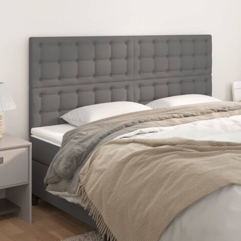 Tête de lit Gris 200x5x118/128 cm Similicuir vidaXL (1/5)