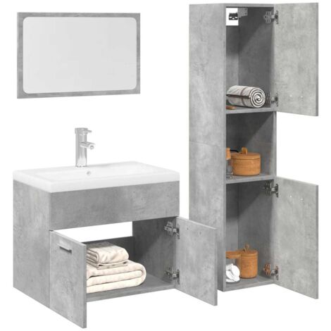 vidaXL 3 Piece Bathroom Furniture Set Concrete Grey Engineered Wood