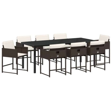 Ensemble de salle à manger pour jardin 9 pcs Marron Poly rotin vidaXL (1/5)