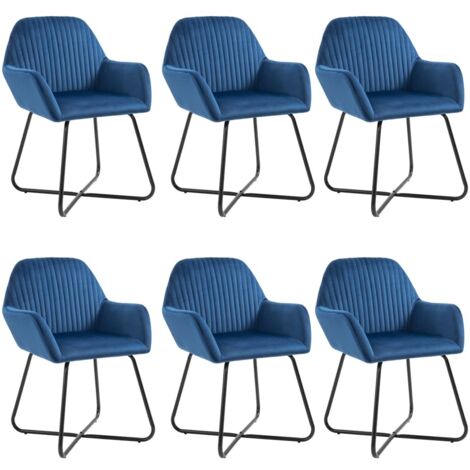 Chaises à manger lot de 6 bleu velours vidaXL (1/5)