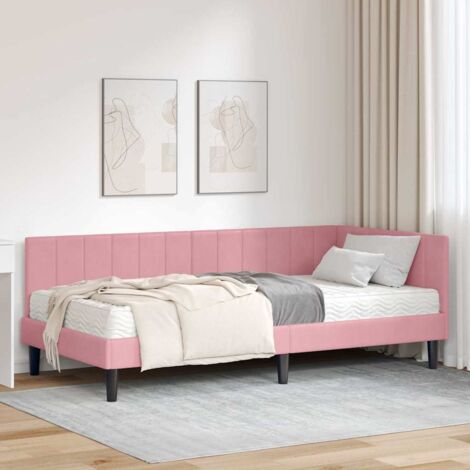 Cadre de lit d'angle avec matelas 2 pcs Gris Velours vidaXL (1/5)