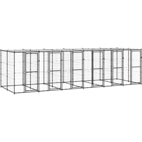 Chenil extérieur Acier avec toit 14,52 m² vidaXL (1/5)