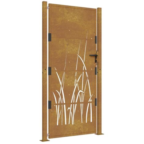 Vidaxl – Portail de jardin en acier corten 105 x 180 cm – Système verrouillable – Design découpé au laser – Résistant à la corrosion