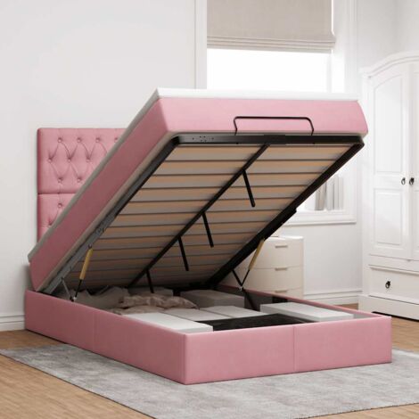 Cadre de lit ottoman avec matelas rose 120x190 cm velours vidaXL (1/5)